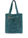 Chloé Teal Green Raffia Summer Banana Shoulder Bag In Blue