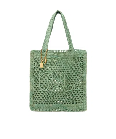 Chloé Chloe Women Green Raffia Estate Banana Shopping Bag
