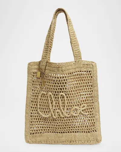 Chloé Summer Banana Tote Bag In Crochet Fabric