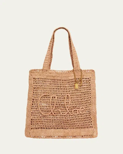 Chloé Summer Banana Tote Bag In Crochet Fabric In Summery Beige