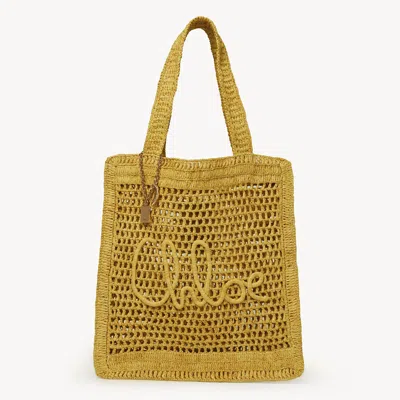Chloé Sac Cabas Summer Banana En Raphia Femme Laiton Doré Taille Onesize 100% Raphia