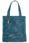 Chloé Teal Green Raffia Summer Banana Shoulder Bag In Stormy Sea