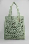 Chloé Summer Banana Tote In Green Raffia In Green