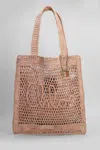 Chloé Summer Banana Tote In Powder Raffia In Pink