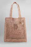Chloé Summer Banana Embellished Crocheted Embroidered Faux Raffia Tote In Powder