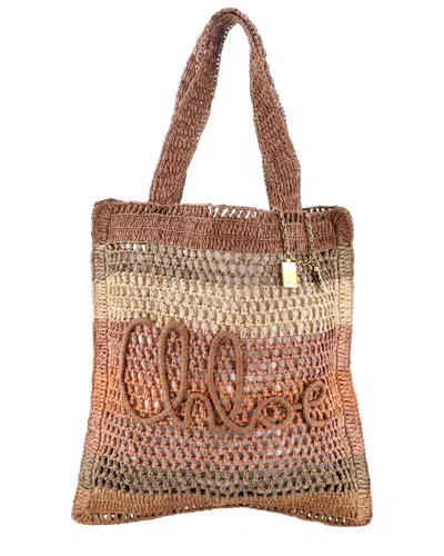 Chloé Summer Banana Tote Woven Raffia (authentic Pre-loved) In Brown
