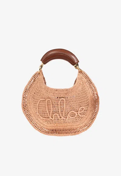 Chloé Summer Banana Woven Basket Bag In Beige