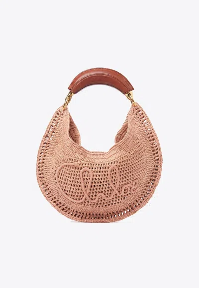 Chloé Chloe Women Antiqued Pink Raffia Banana Handbag In Neutral