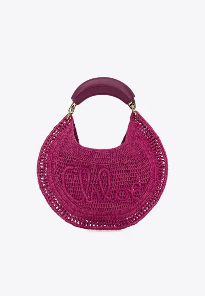 CHLOÉ SUMMER BANANA WOVEN-RAFFIA HOBO BAG