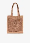 Chloé Summer Banana Embellished Crocheted Embroidered Faux Raffia Tote
