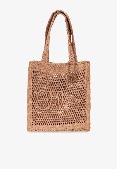 CHLOÉ SUMMER BANANA WOVEN-RAFFIA TOTE BAG