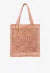 Chloé Summer Banana Embellished Crocheted Embroidered Faux Raffia Tote