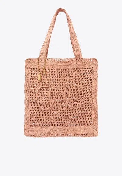 CHLOÉ SUMMER BANANA WOVEN-RAFFIA TOTE BAG