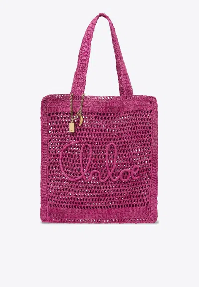 Chloé Summer Banana Woven-raffia Tote Bag