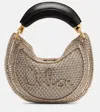 Chloé Summer Banana Leather-trimmed Metallic Crocheted Tote In Silver