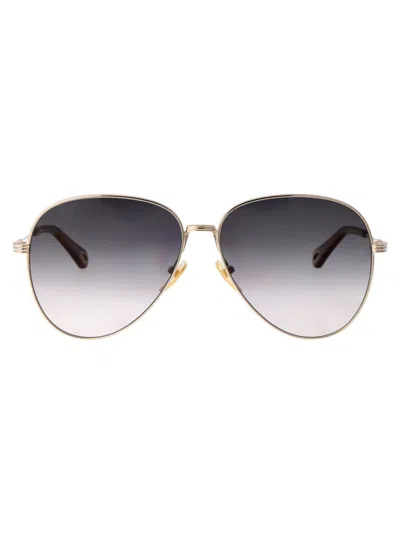 Chloé Ch0177s Sunglasses In 001 Gold Gold Grey