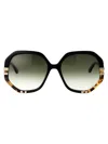 Chloé Chloe Womens Black Ch0105s Hexagonal-frame Acetate Sunglasses In 002 Black Black Green