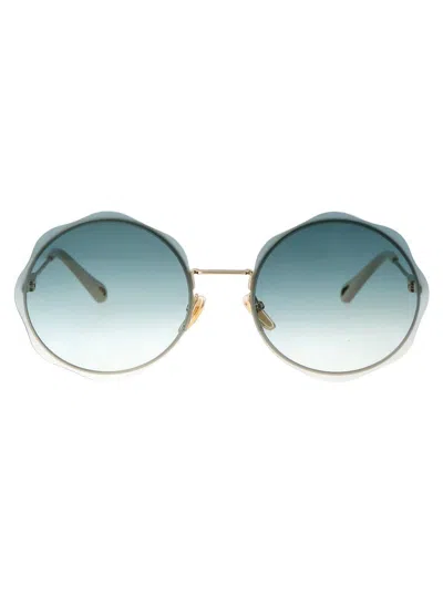 Chloé Chloe Sunglasses In 002 Gold Gold Green