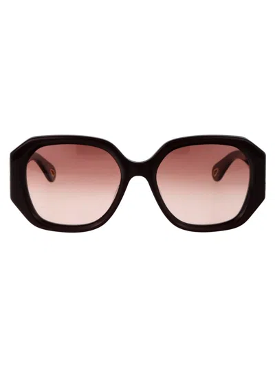 Chloé Chloe Sunglasses In 003 Burgundy Burgundy Orange