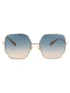Chloé Gradient-sense Square-frame Sunglasses In 003 Gold Gold Green