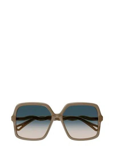 Chloé Eyewear Rectangular Frame Sunglasses In Beige
