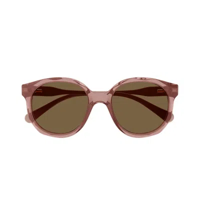 Chloé Sunglasses Cc0019 S 002 Pink/brown Kids In Red