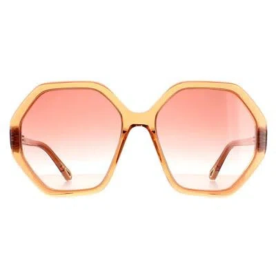 Pre-owned Chloé Chloe Sunglasses Ch0008s Esther 002 Pink Crystal Blue To Peach Gradient