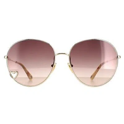 Pre-owned Chloé Chloe Sunglasses Ch0027s 001 Gold Brown Gradient
