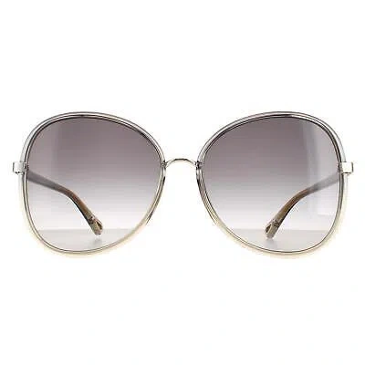 Pre-owned Chloé Chloe Sunglasses Ch0030s Franky 001 Grey/brown Crystal Fade & Gold Grey Gradient