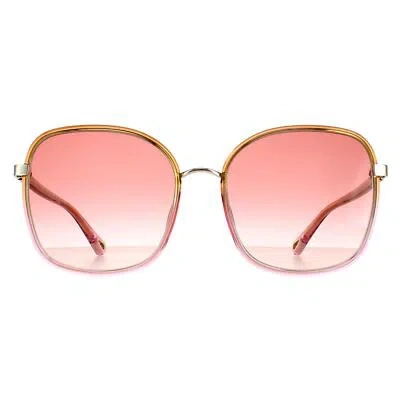 Pre-owned Chloé Chloe Sunglasses Ch0031s Franky 002 Yellow/pink Crystal Fade, Gold Pink Gradient