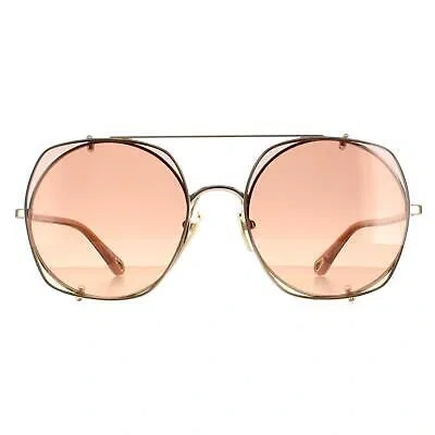 Pre-owned Chloé Chloe Sunglasses Ch0042s 004 Gold Brown Gradient