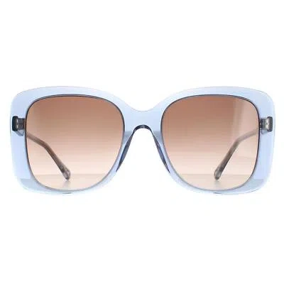 Pre-owned Chloé Chloe Sunglasses Ch0125s 002 Blue Crystal Brown Gradient