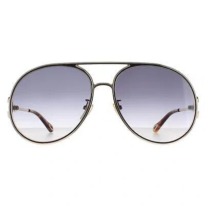 Pre-owned Chloé Chloe Sunglasses Ch0145s 001 Gold Black Gray Gradient