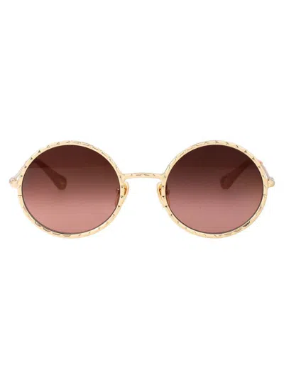 Chloé 53mm Gradient Round Sunglasses In Gold