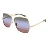 Chloé Square Metal Sunglasses Gradient Lenses In Gold
