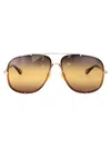 Chloé 62mm Gradient Square Sunglasses In Gold