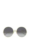 Chloé Gold-gold-grey Metal Sunglasses In Brown