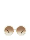Chloé Round Carlina Sunglasses In Gold