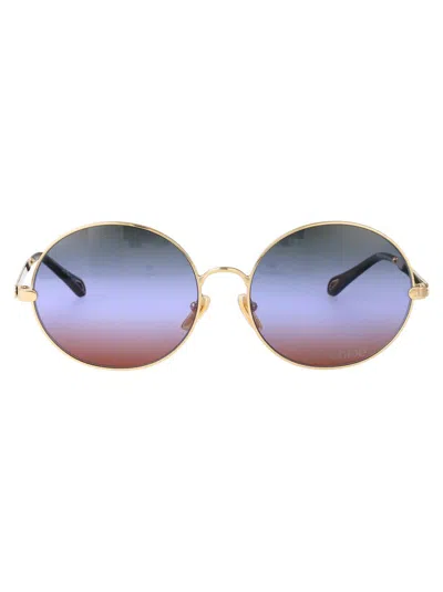 Chloé Sunglasses In Gold-gold-green