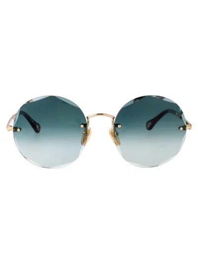 Chloé Ch0254s Sunglasses In Gold-gold-green