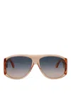 Chloé Orange-orange-grey Recycled Acetate Sunglasses In Gray