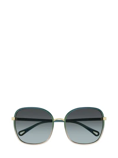 Chloé Box Logo Sunglasses In Green