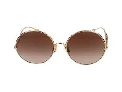 Chloé Gold-gold-brown Metal Sunglasses In Neutral