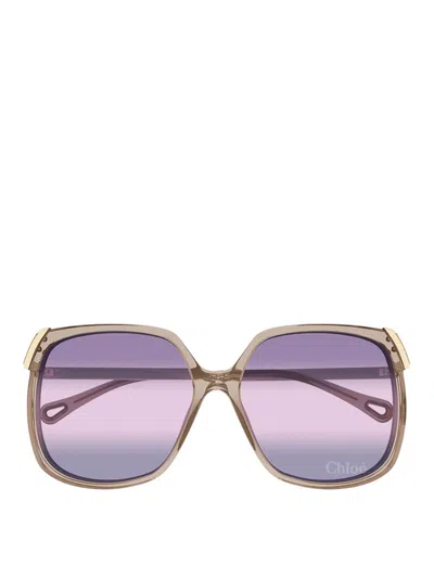 Chloé Brown Recycled Acetate Sunglasses In Purple