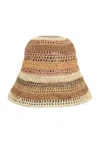 Chloé Sunset Embroidered Striped Raffia Hat In Multicolor Beige