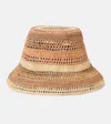 Chloé Sunset Embroidered Striped Raffia Hat In Beige