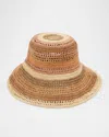 Chloé Sunset Embroidered Striped Raffia Hat In Multicolor Beige 1