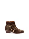 Chloé 30mm Susanna Studded Buckle Ankle Boots In Brown
