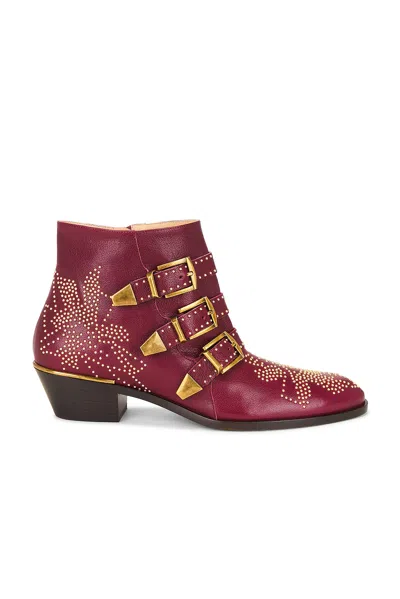 Chloé Women Grenat Leather Susanna Ankle Boots In Multi