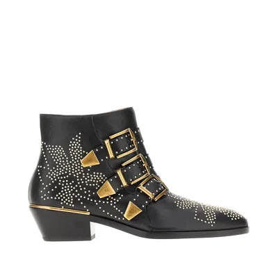 Chloé 'susan' Leather Ankle Boots In Black